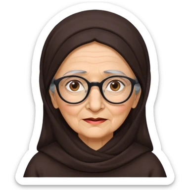 old woman arabic type dark hair glasses sticker