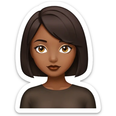 Rich dark brown girl with dark brown mid-length bob sticker
