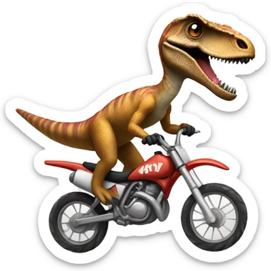 velociraptor riding dirt bike sticker