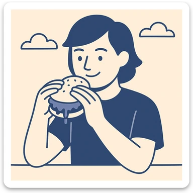 person eating sloppy joe sticker