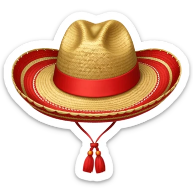 Sombrero de paja con una cinta roja sticker
