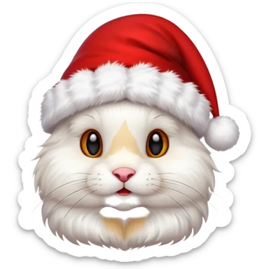 white rabbit in christmas hat sticker