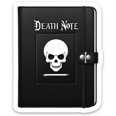 A black notebook named "Death Note" sticker