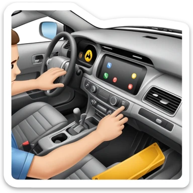 hands removing car dashboard panel, disassembling car interior sticker
