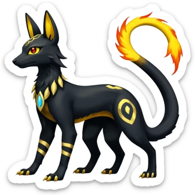 Shiny 4-legged Umbreon-Anubis-Salandit-Zeraora-fusion, full body sticker