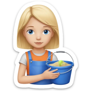 kid girl with sand bucket sticker