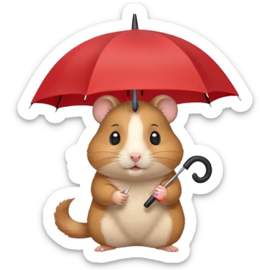 hamster holding an umbrella sticker