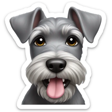 Grey Mini schnauzer tongue out happy sticker