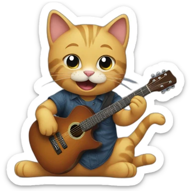 CAT playing the guitar sticker