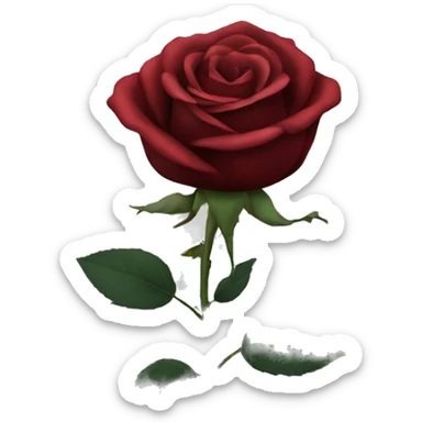 Dark red rose with black stem sticker