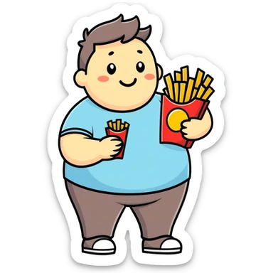 Chubby guy with fries sticker