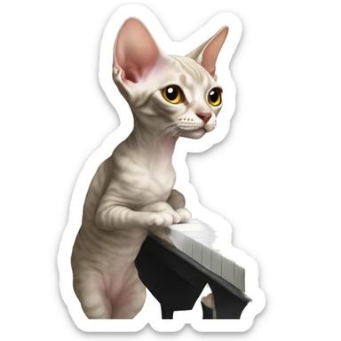 Devon Rex cat playing piano  sticker