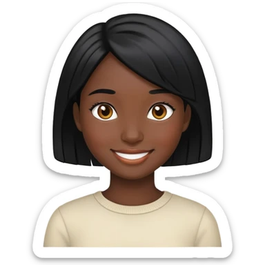 smiling girl with black hair and black skin sticker