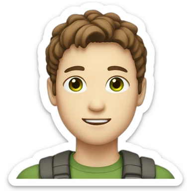 japanese guy with green eyes and brown hair sticker