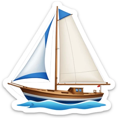 Sailboat – White sail on wooden hull sticker