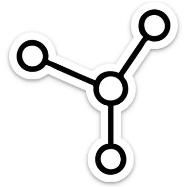 simple line drawing of a branched molecule, structural formula style sticker