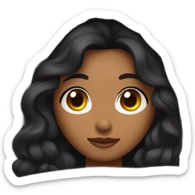 A girl tanned skin with wavy black hair and black eyes under the blanket sticker