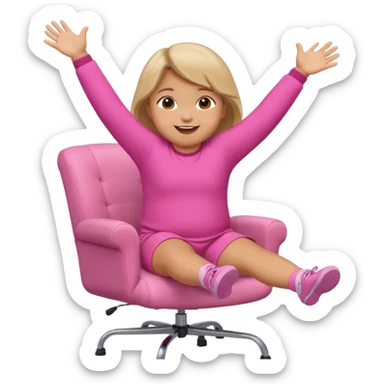 Little Girl fat but not too fat standing but falling off of a chair half in the air chair with pink clothes on standing on chair but fell off not touching chsir sticker