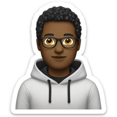 white man with glasses wearing black hoodie sticker