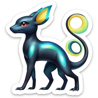 Colorful Iridescent Exotic Salandit-Aurorus-Umbreon-Fakémon-hybrid-creature (full body)  sticker