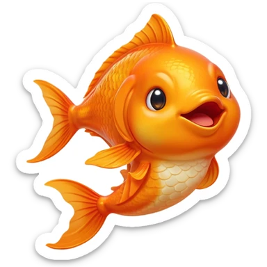 Cinematic Cute Yawning Orange Goldfish Portrait Emoji, Head tilted slightly with a dramatic, wide-open yawn, showcasing a smooth, vibrant orange body with flowing fins, eyes barely open in drowsy contentment, Simplified yet irresistibly adorable features, highly detailed, glowing with a soft, cozy glow, high shine, relaxed yet expressive, stylized with a touch of whimsy, bright and endearing, soft glowing outline, capturing the essence of a sleepy yet affectionate goldfish, so drowsy it feels like it could float out of the screen and curl up for a nap! sticker