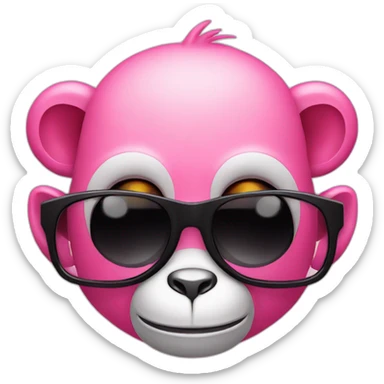 pink monkey with black sun glasses sticker
