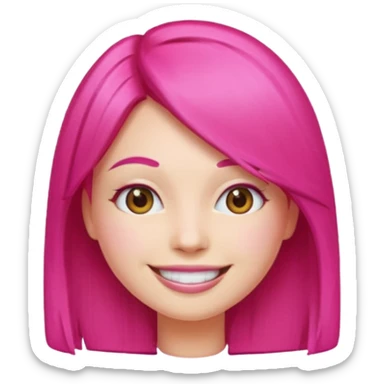 Emoji woman with hot pink straight hair sticker