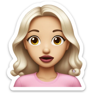 Girl with pink lips send a kiss with her hands  sticker