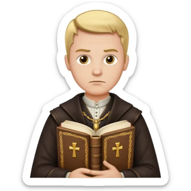 man holding a history book sticker