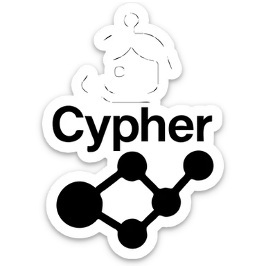 Recolor the robot head blue and change the design to look like a female robot, keeping the 'Cypher' text and graph database node-link motif. sticker