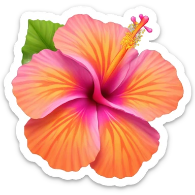 orange pink colored hibiscus  sticker