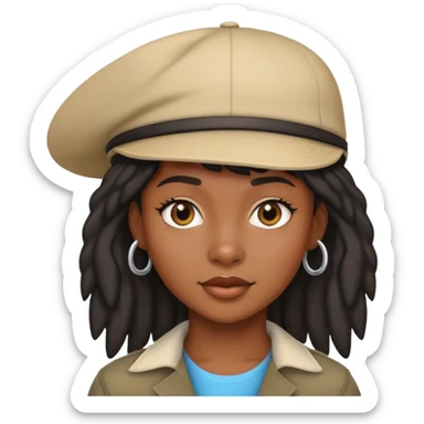 Black girl with mullet and a hat sticker