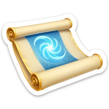 A magical scroll with glowing edges, partially unfurled
Sparkles or light effects around the edges
Color scheme: Parchment yellow with ethereal blue glow sticker