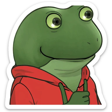 pepe the frog with a red hoodie sticker