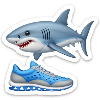 Tiburón con zapatillas azules  sticker