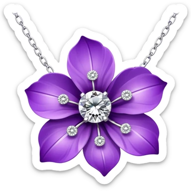 Purple flower with diamond petals necklace  sticker