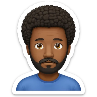 black man with beard, mustache, and short afro sad sticker