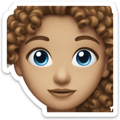 blue eyed, female, brown hair, curly hair sticker