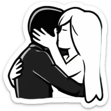 couple hugging romantically sticker