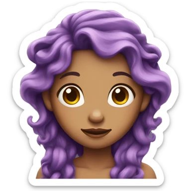 fairy with wavy purple hair and brown doe eyes sticker