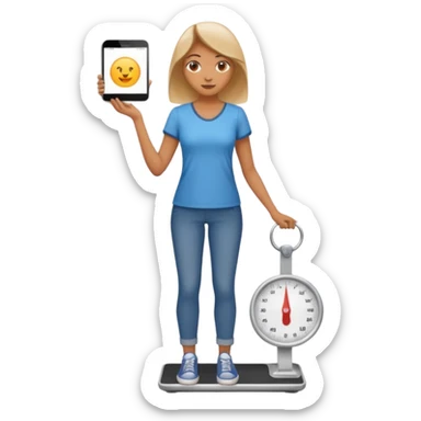 Woman standing on scale sticker