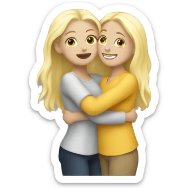 Blonde girl hugging her tall blonde friend sticker