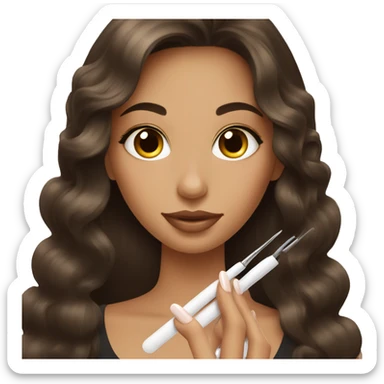 Brunette Girl getting a manicure at nail salon sticker