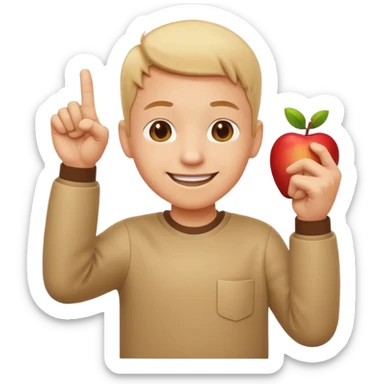 emoji of a happy cartoon person pointing downward toward the ground with both hands, standing upright, smiling warmly, both index fingers extended and pointing down clearly, simple light background, expressive and playful Apple emoji design showing the meaning “here / down here sticker