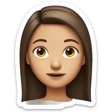 Little brunette girl with straight brown hair sticker