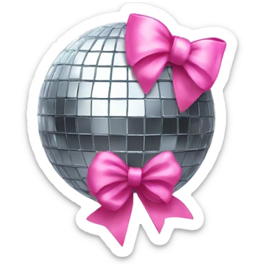 Disco ball with a pink bow  sticker