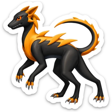 Shiny 4-legged Salandit-Electrike-Amaura-Houndoom-Zeraora-fusion, full body sticker