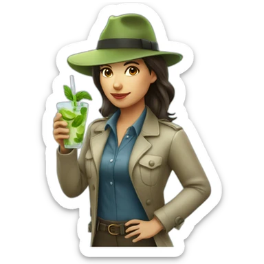 argentine girl detective drinking mojito sticker