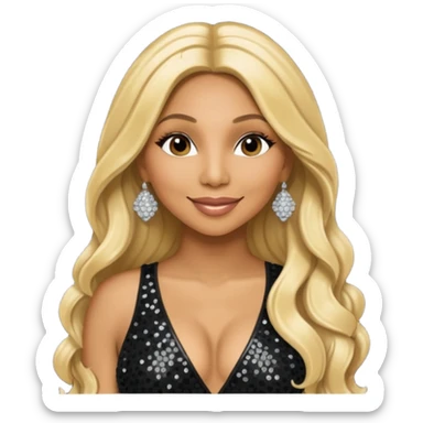 Tamar Braxton with long blonde hair, black sequin outfit sticker