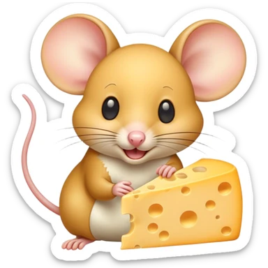 Mouse eating cheese sticker